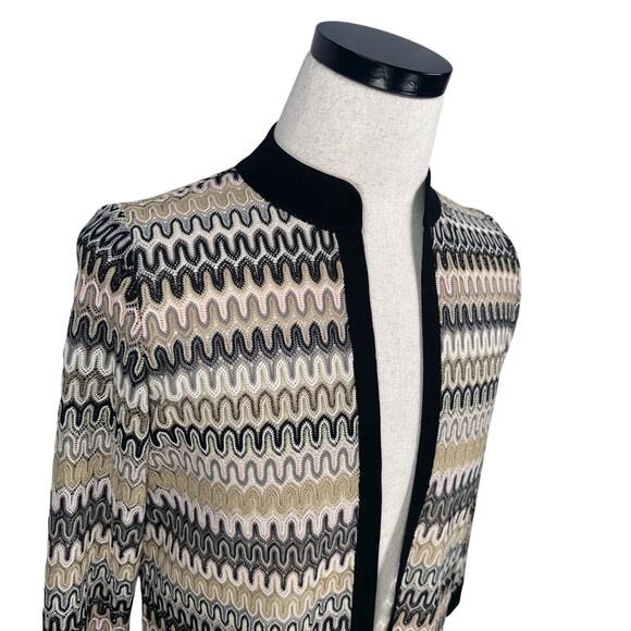 Misook Open Front Cardigan Sweater Women’s Small Multicolor Geometric Stretch - Picture 3 of 10